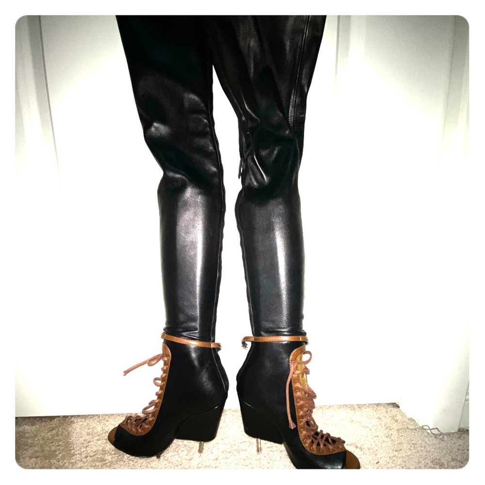 NEW Givency Thigh High Lace Black and Brown Boots